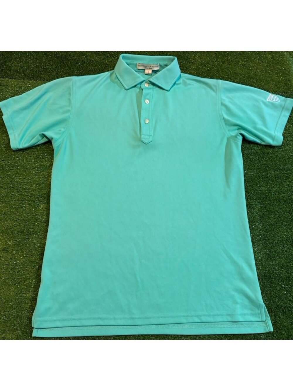 Holderness & Bourne polo mens small aqua teal lightweight moisture wicking golf